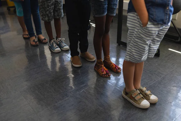 Low Section School Kids Standing Row Classroom Elementary School — Stock Photo, Image