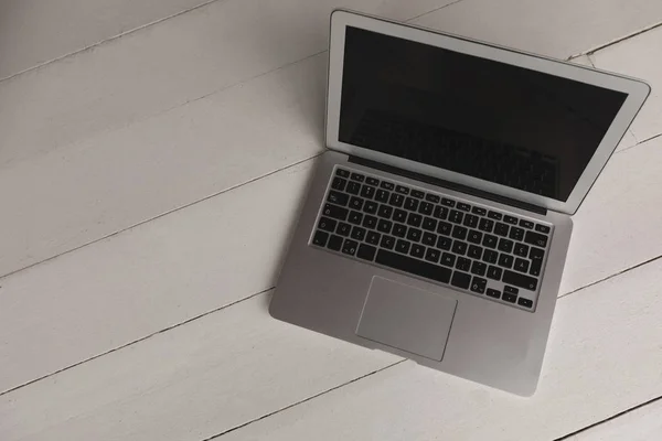 High Angle View Laptop Kept Wooden Surface Home — Stock Photo, Image