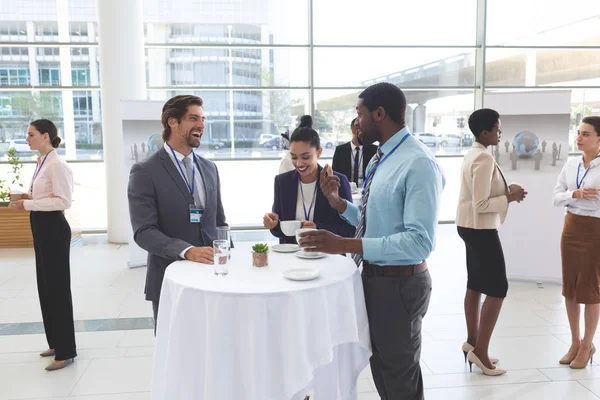 Front View Diverse Business People Interacting Each Other Table Office — Stock Photo, Image