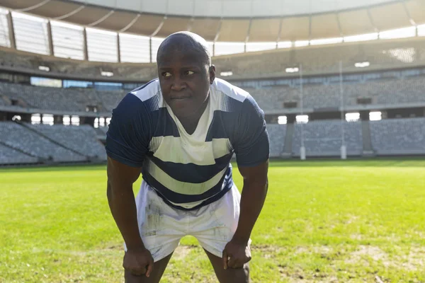 Retrato Close Cansado Bonito Afro Americano Jogador Rugby Masculino Com — Fotografia de Stock