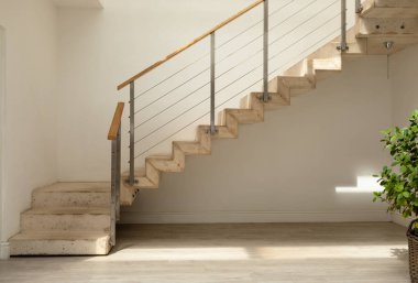 Front view of wooden modern stairs clipart