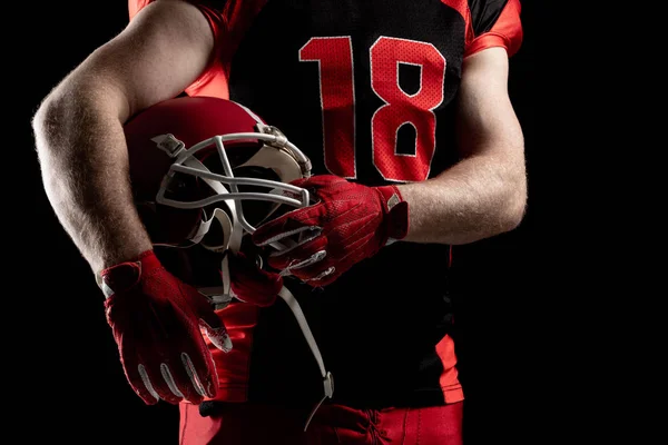 Mid Section American Football Player Holding Rugby Helmet — Stock Photo, Image