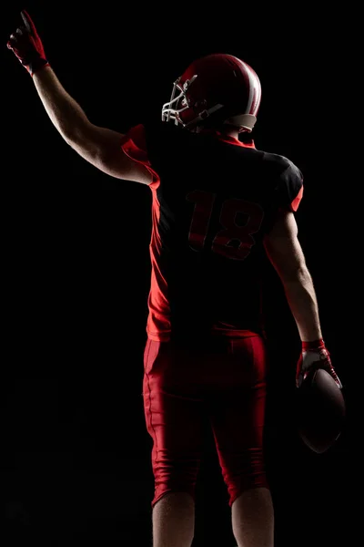 Rear View American Football Player Helmet Pointing Upwards — Stock Photo, Image