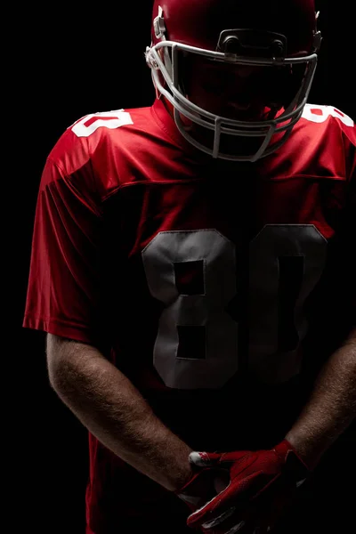 Close Jogador Futebol Americano Com Capacete Rugby — Fotografia de Stock