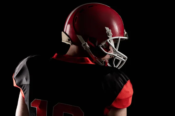 Visão Traseira Jogador Futebol Americano Com Capacete Rugby — Fotografia de Stock