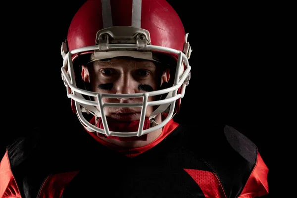 Close Jogador Futebol Americano Com Capacete Rugby — Fotografia de Stock