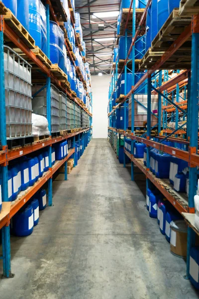 Barrel Crates Arranged Rack Warehouse — Stock Photo, Image