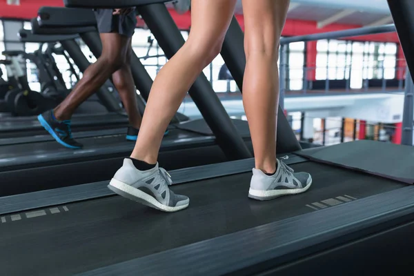 健身中心跑步机上锻炼的各类健康人群比例较低 — 图库照片