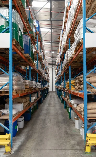 Goods Materials Arranged Rack Warehouse — Stock Photo, Image