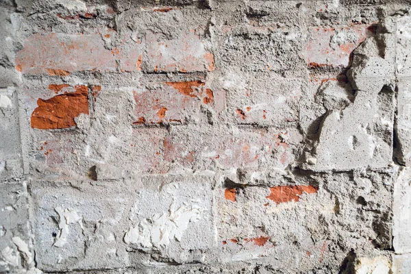 Detalhe Perto Interior Armazém Abandonado Mostrando Uma Parede Tijolo — Fotografia de Stock