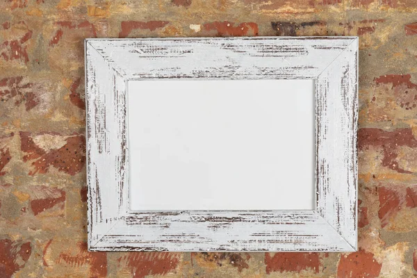 Blank Framed Picture Hanging Brick Wall — Stock Photo, Image