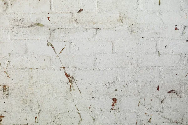 Detalhe Perto Interior Armazém Abandonado Mostrando Uma Parede Tijolo Branco — Fotografia de Stock