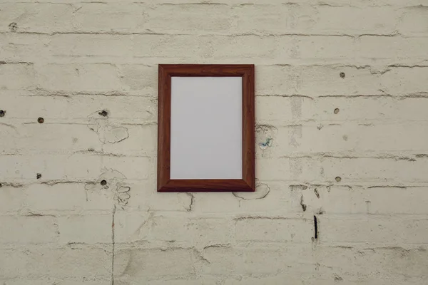Primo Piano Quadro Bianco Incorniciato Appeso Muro — Foto Stock