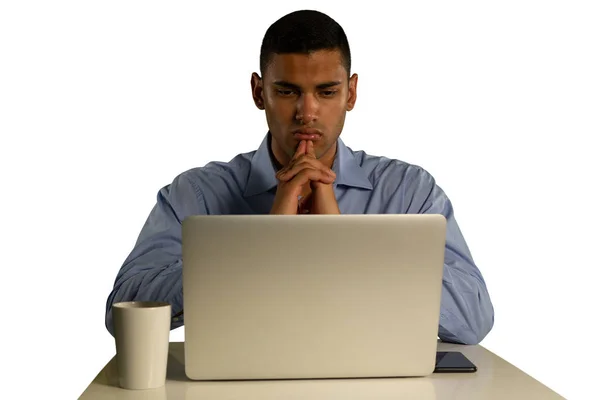 Front View Close Young Mixed Race Man Wearing Light Blue — Stock Photo, Image