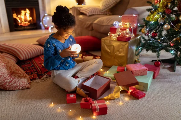 Side View Young Mixed Race Girl Sitting Floor Her Sitting — Stock Photo, Image