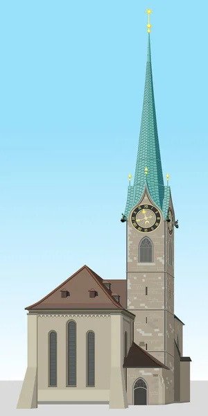 Eglise Fraumunster à Zurich — Image vectorielle