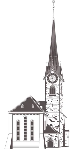 Fraumunster церква в Цюріху — стоковий вектор