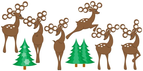 Set of cartoon deers — Stock Vector