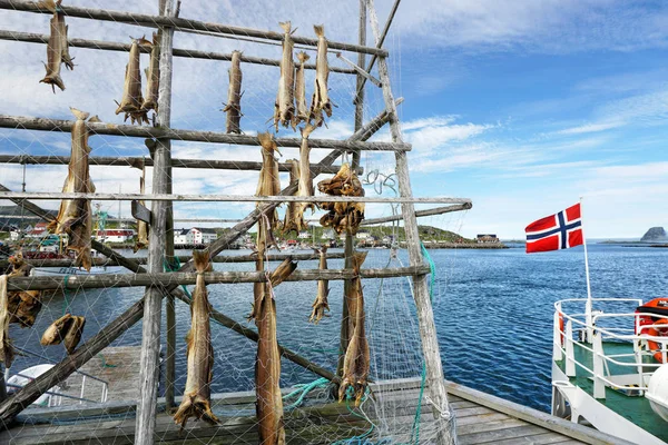 Stockfish secado al aire libre en Noruega — Foto de Stock