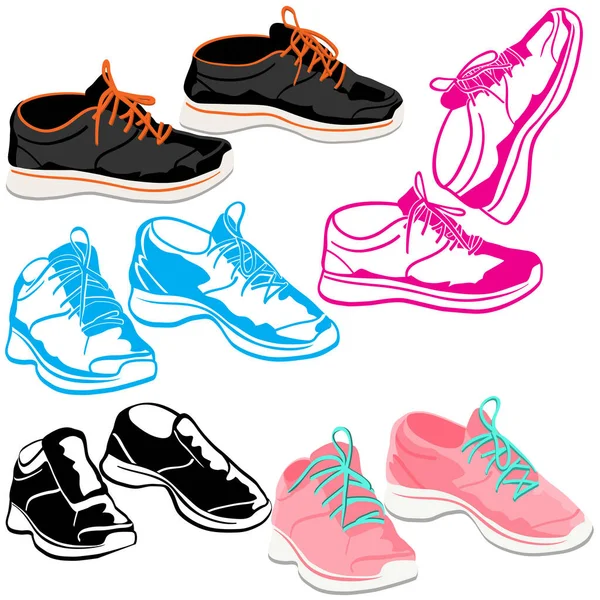 Set of colored sneakers — Stock Vector