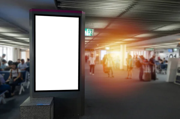 Mock Vertical Blank Advertising Billboard Light Box Showcase Waiting Zone — Stock Photo, Image