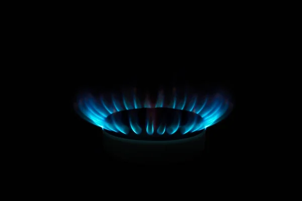 Затишок Газової Плити Полум Чорному Тлі — стокове фото