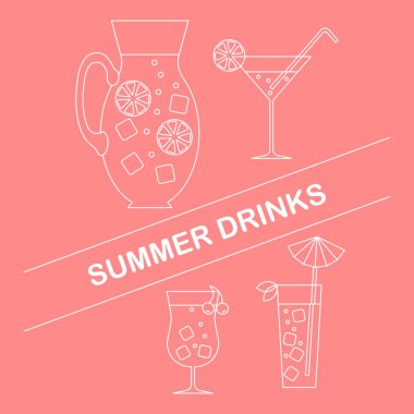 Düz Stil kümesi yaz içecekler.