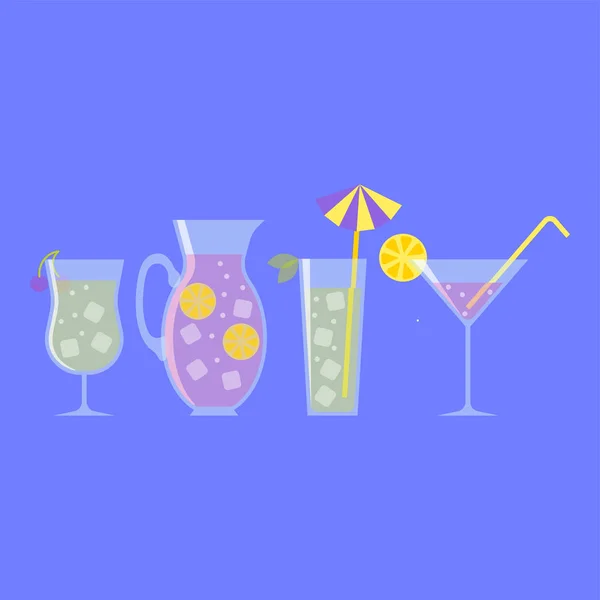 Set Bebidas Verano Estilo Plano — Archivo Imágenes Vectoriales
