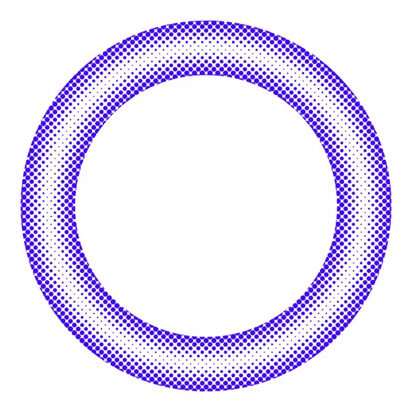 Halvton Cirkel Ram Vektor Designelement Vit Bakgrund Halftoned Prickar Optisk — Stock vektor