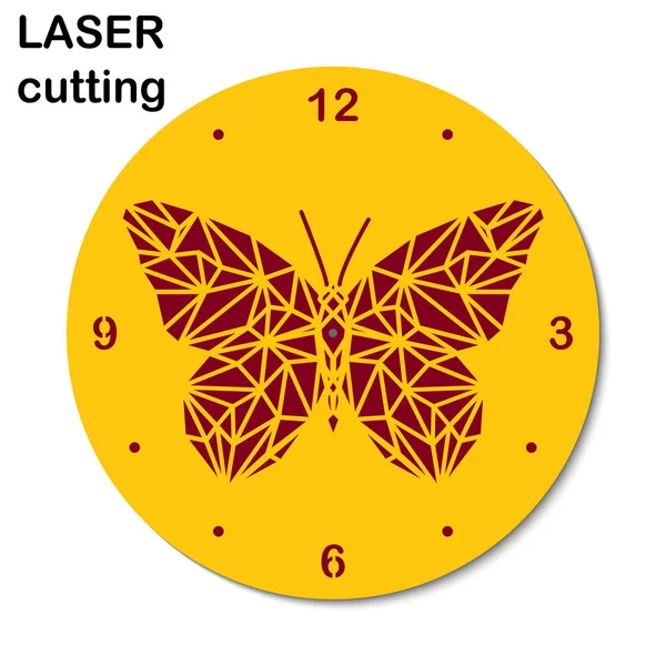 Lazer ile düşük poli kelebek saat iç için kesti. Ahşap ve metal için şablon Lazer Kesim Makinası.