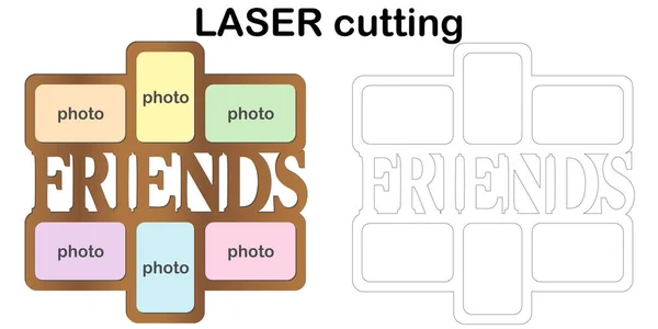 Bingkai Untuk Foto Dengan Tulisan Friends Untuk Pemotongan Laser Kumpulan - Stok Vektor