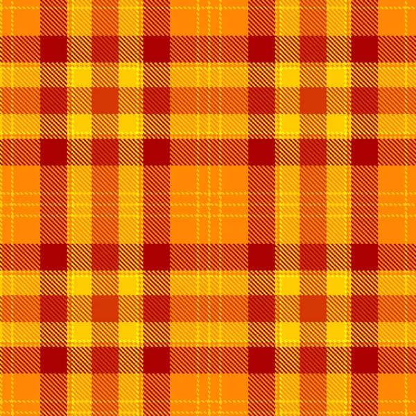 タータンのシームレスなパターン オレンジと黄色の格子縞 タータン チェックのフランネルの背景 壁紙のトレンディなタイルの図 — ストックベクタ