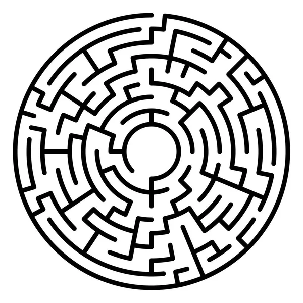 Maze Cirkel Labyrinten Labyrint Symbol Isolerad Vit Bakgrund — Stock vektor