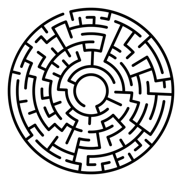 Kruh Bludiště Labyrint Symbol Bludiště Izolované Bílém Pozadí — Stockový vektor