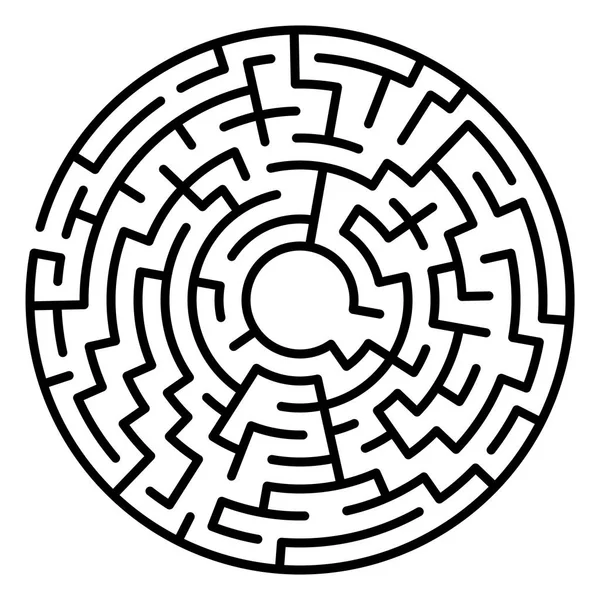 Maze Cirkel Labyrinten Labyrint Symbol Isolerad Vit Bakgrund — Stock vektor