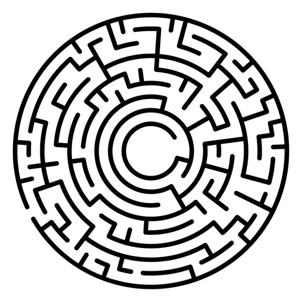 Labirent daire. Labirent. Labirent sembolü. Beyaz arka plan üzerinde izole.