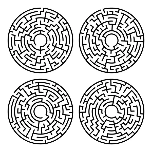 Sada Kruh Bludiště Labyrint Symbol Bludiště Izolované Bílém Pozadí — Stockový vektor