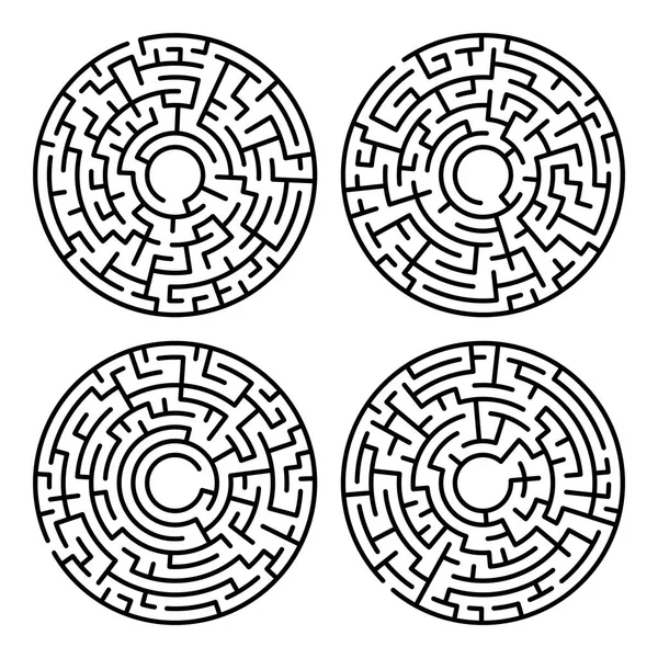 Sada Kruh Bludiště Labyrint Symbol Bludiště Izolované Bílém Pozadí — Stockový vektor