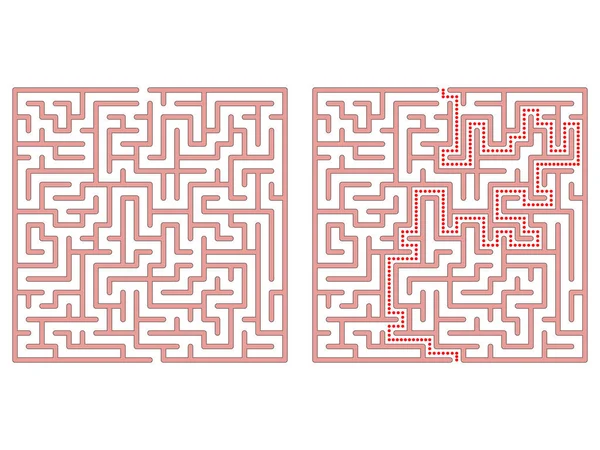 Meydanda labirent. Labirent çözümü ile. Labirent sembolü. Beyaz arka plan üzerinde izole.