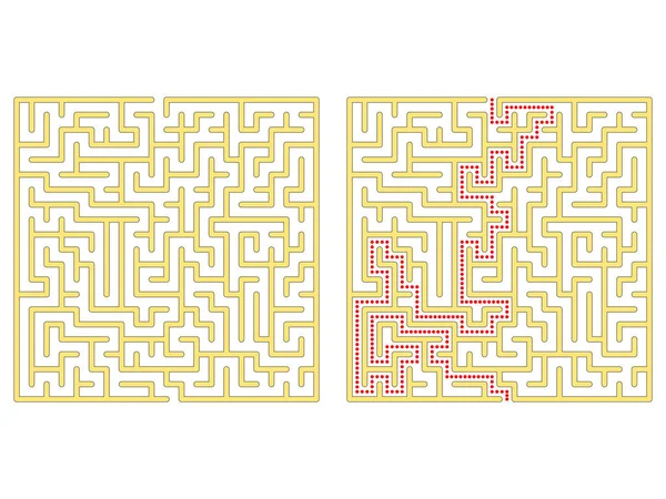 Meydanda labirent. Labirent çözümü ile. Labirent sembolü. Beyaz arka plan üzerinde izole.