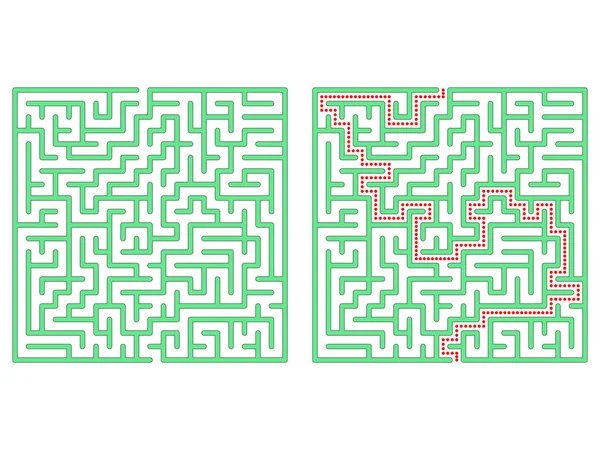 Meydanda labirent. Labirent çözümü ile. Labirent sembolü. Beyaz arka plan üzerinde izole.