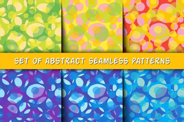 Set Six Abstract Geometric Seamless Pattern Circles Colorful Illustration — Stock Vector