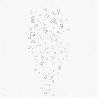 Hava kabarcıkları akımı şeffaf arka plan üzerinde. Oksijen su, deniz, akvaryum. Gazlı İçecek