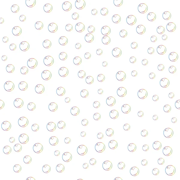 Nahtloses Muster Mit Realistischen Transparenten Bunten Seifenblasen Mit Regenbogenreflexion Isoliert — Stockvektor
