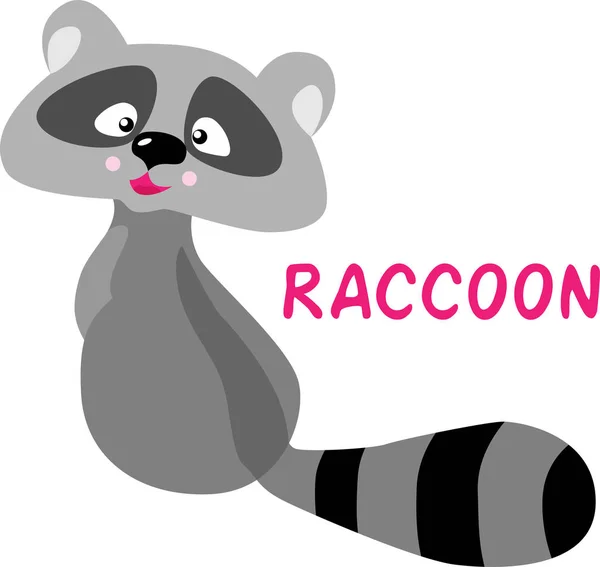 Funny Cartoon Raccoon Striped Tail Raccoon Child Smiling — Stock Vector