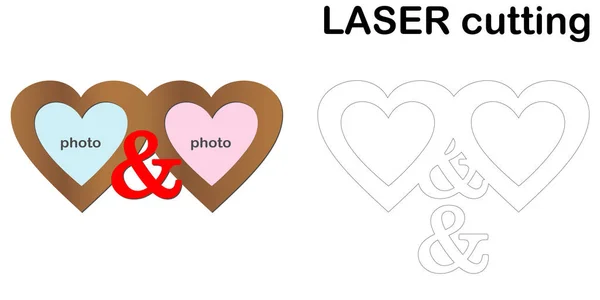 Rám Fotografie Pro Laserové Řezání Koláž Fotorámečků Šablony Laserové Řezací — Stockový vektor