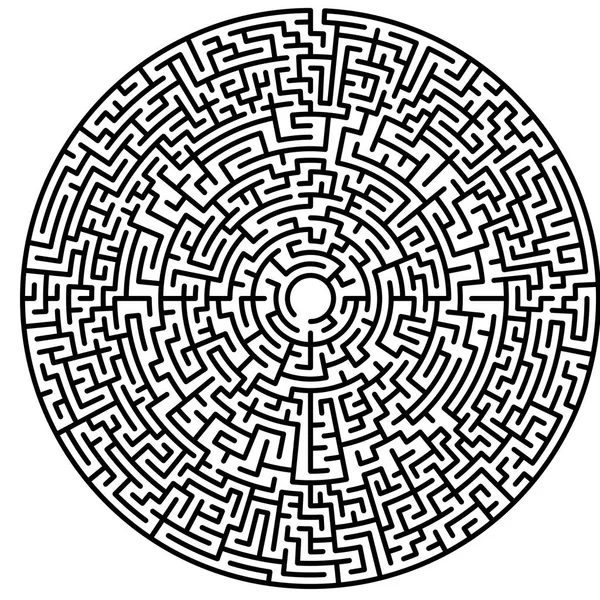 Kruh Bludiště Labyrint Symbol Bludiště Izolované Bílém Pozadí Černá Labyrint — Stockový vektor