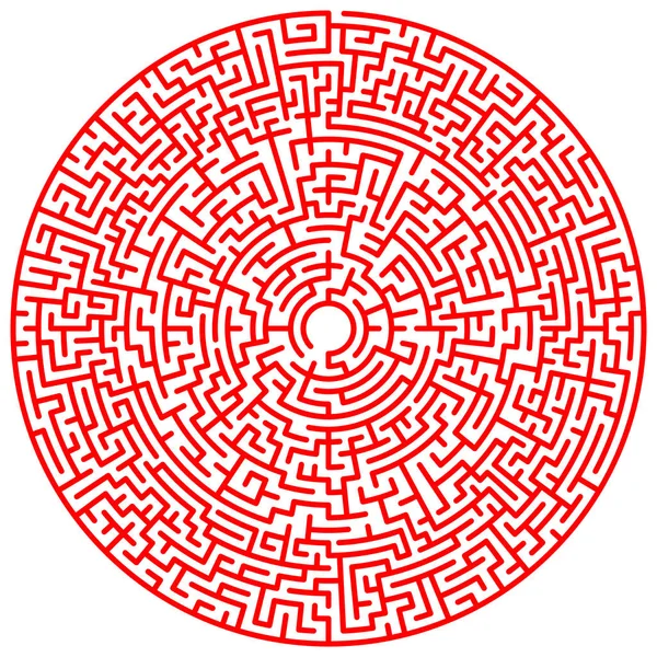 Círculo Labirinto Labirinto Símbolo Labirinto Isolado Fundo Branco Labirinto Vermelho —  Vetores de Stock