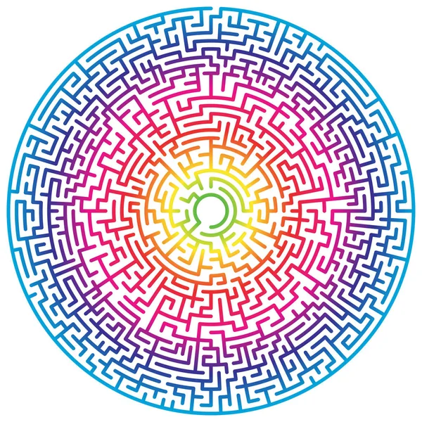 Maze Cirkel Labyrinten Labyrint Symbol Isolerade Vit Bakgrund Rainbow Labyrint — Stock vektor