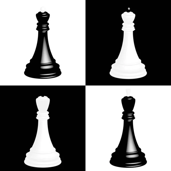 Ρεαλιστική Πιόνια Μαύρο Και Άσπρο Σκακιέρα Κύτταρα Μαύρος Βασιλιάς Και — Διανυσματικό Αρχείο